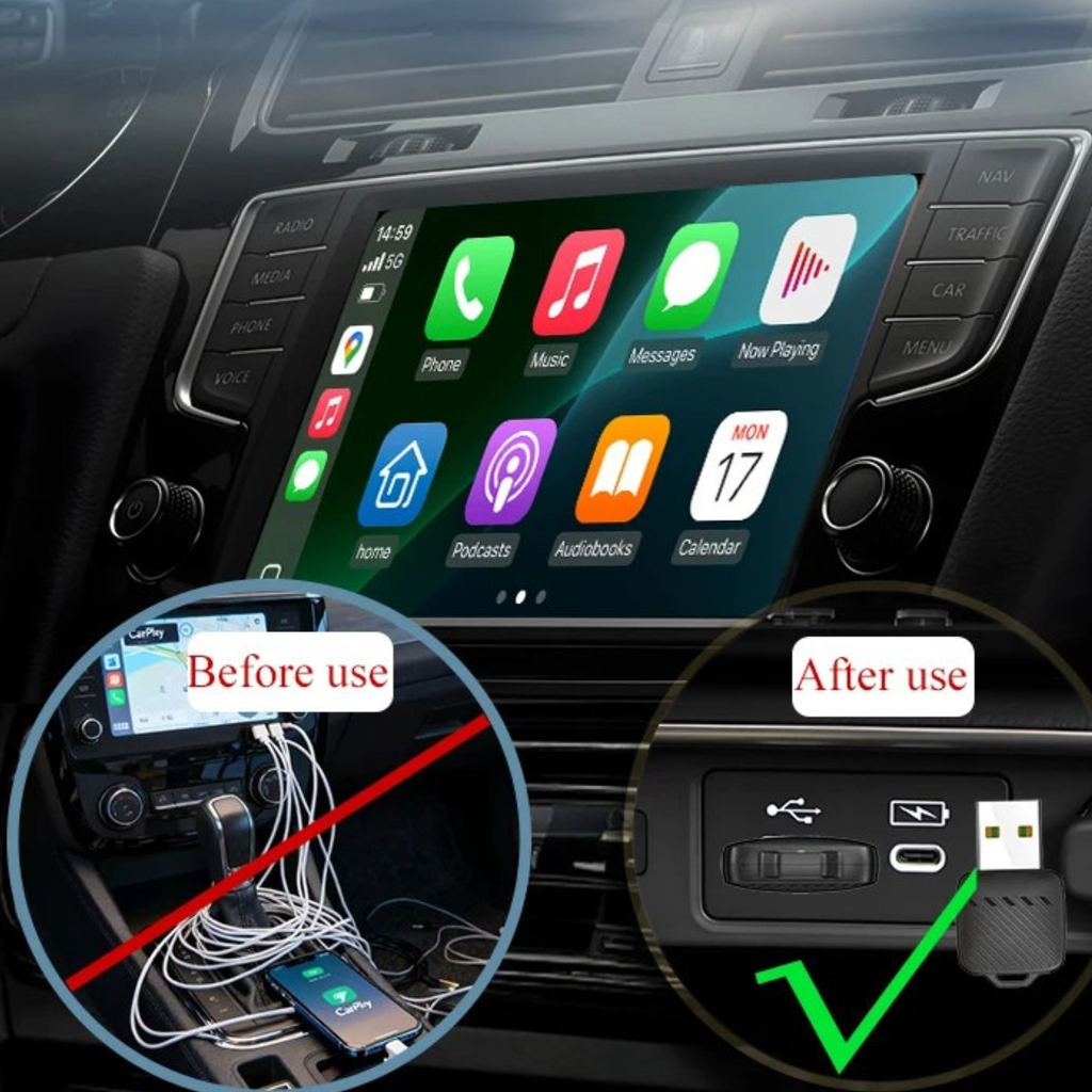 ConnectDrive Adaptador Inalámbrico 2 en 1 CarPlay y Android Auto Wireless Bluetooth 5.0 USB