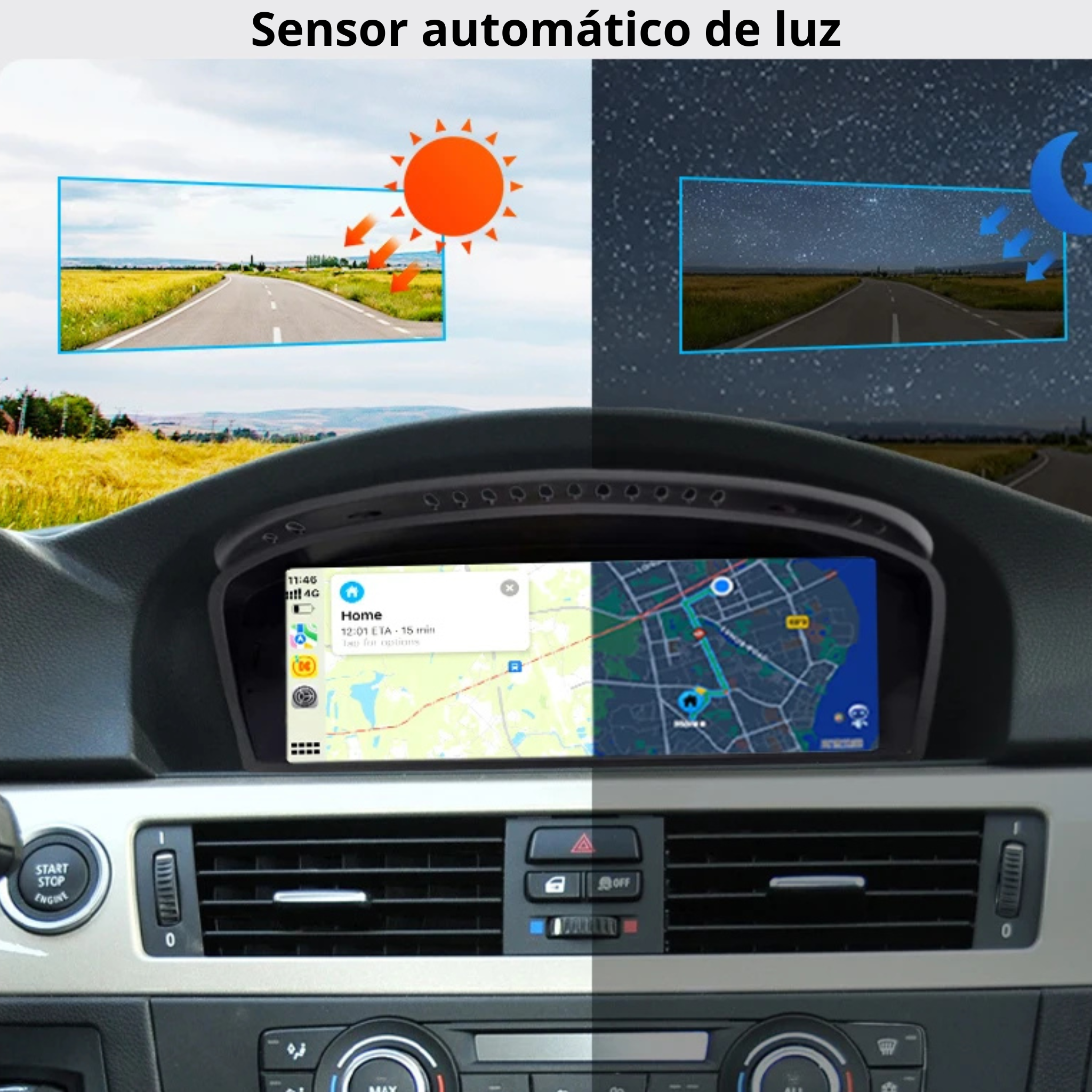 ConnectDrive Pantalla CarPlay y Android Auto BMW Serie 3 E90 — 8,8" HD Wireless CCC CIC