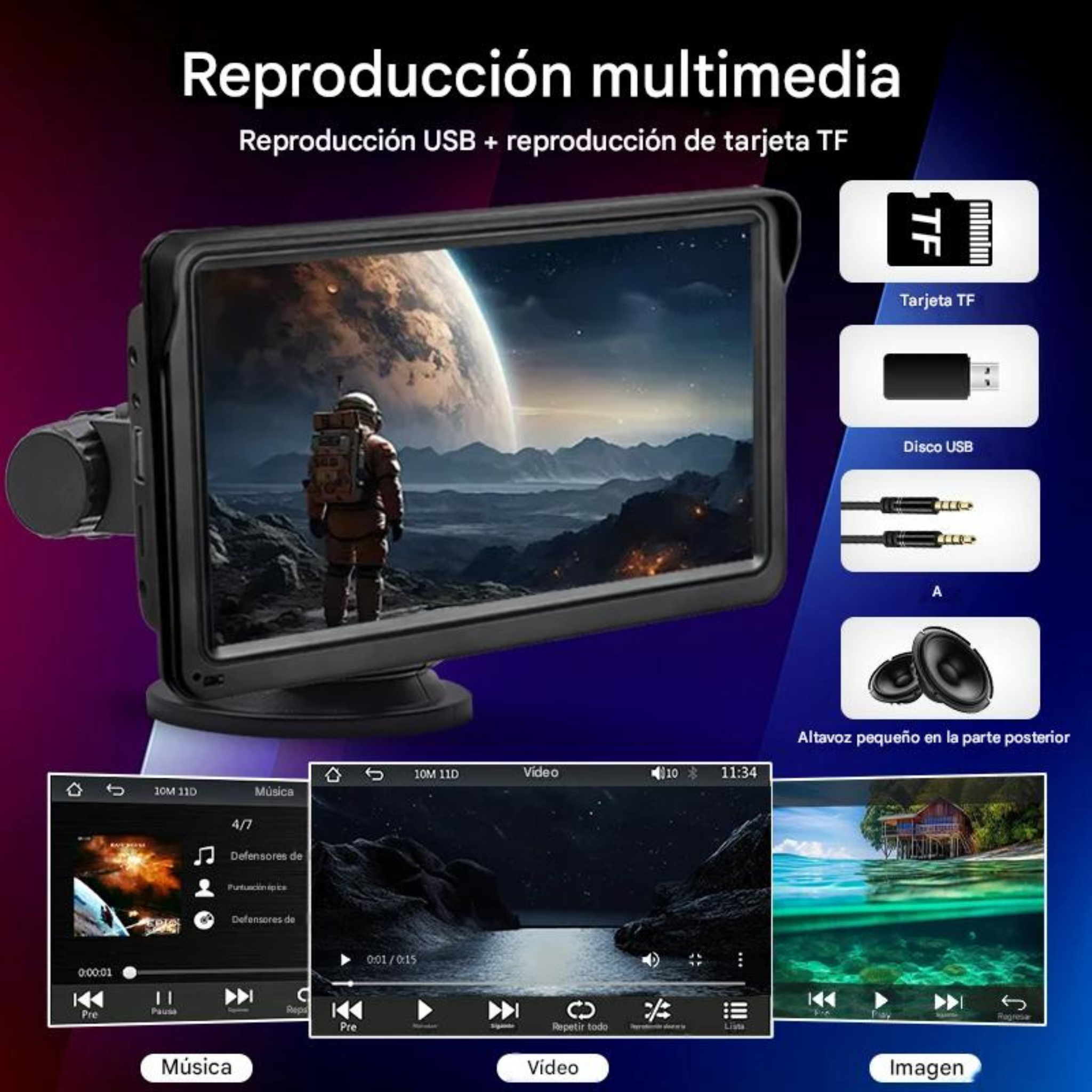 Pantalla CarPlay Android Auto para Coche Universal — Wireless, Wired, Bluetooth 5.0, 12V 24V