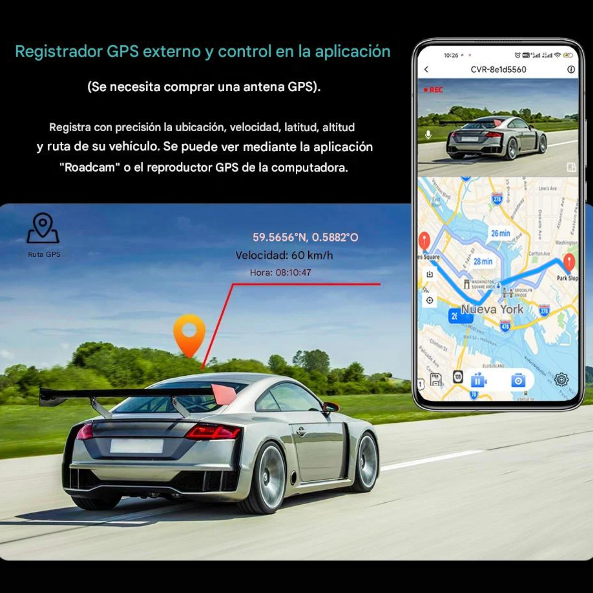 Espejo Retrovisor CarPlay y Android Auto Wireless — Pantalla Táctil 10" 4K con Dashcam ConnectDrive