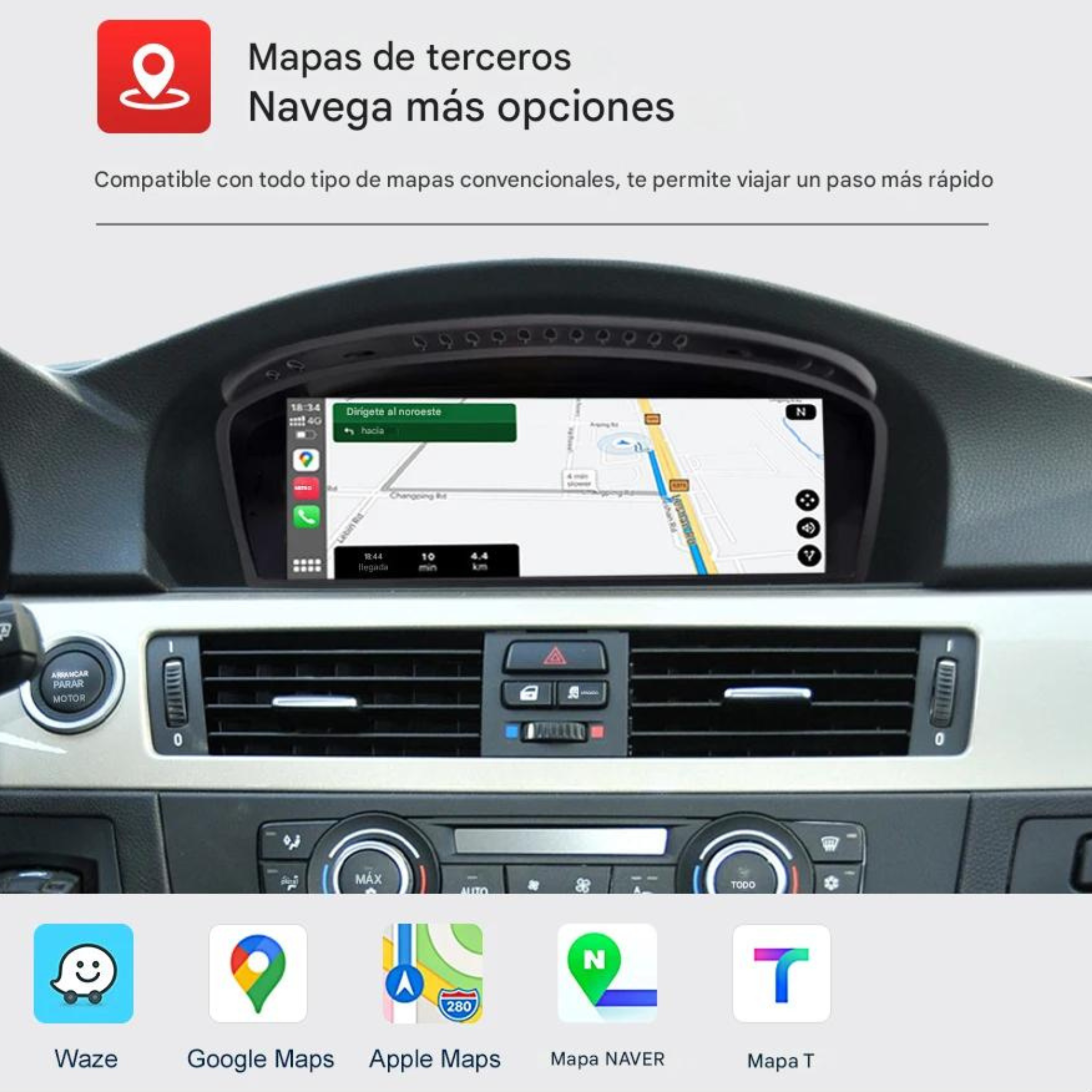 ConnectDrive Pantalla CarPlay y Android Auto BMW Serie 3 E90 — 8,8" HD Wireless CCC CIC