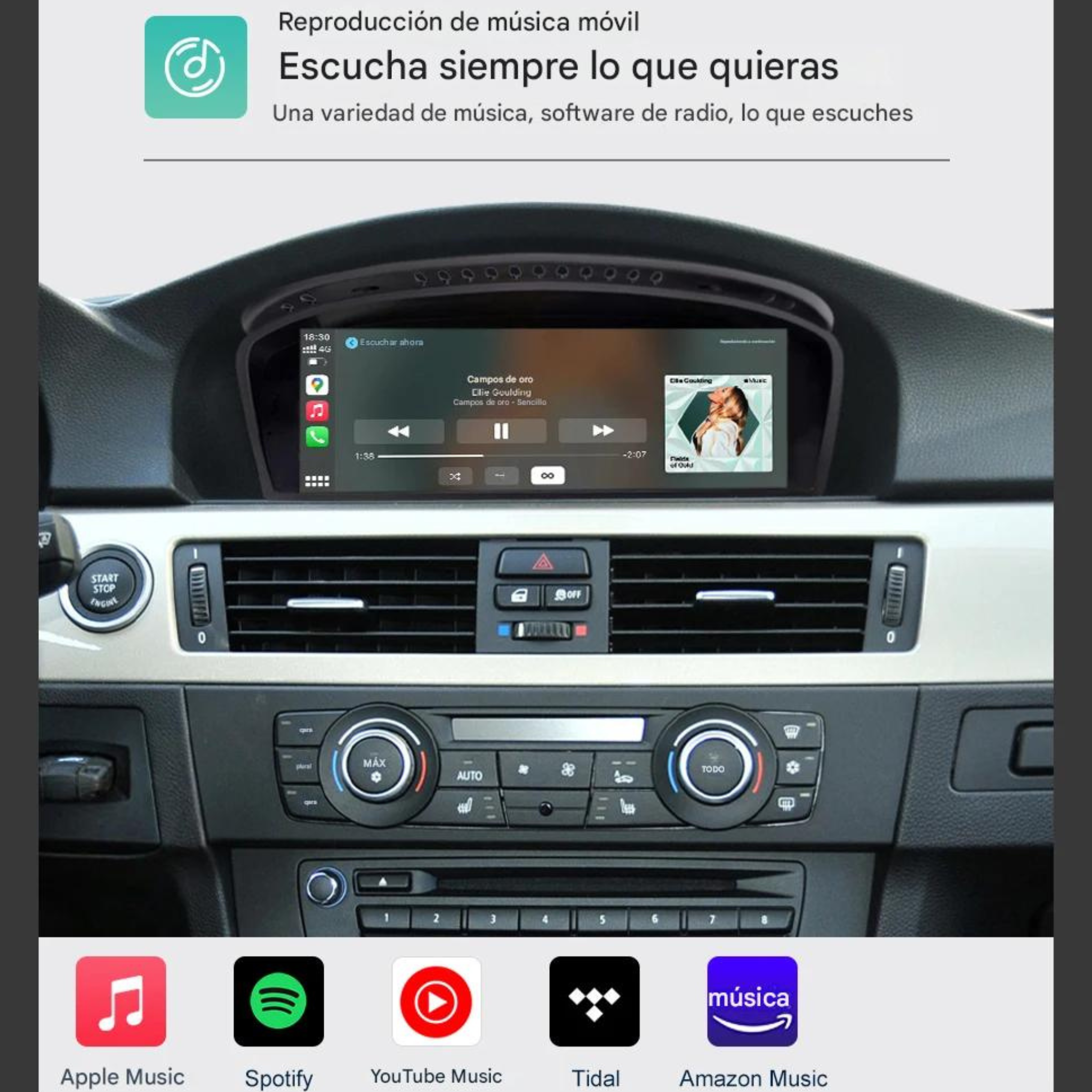 ConnectDrive Pantalla CarPlay y Android Auto BMW Serie 3 E90 — 8,8" HD Wireless CCC CIC
