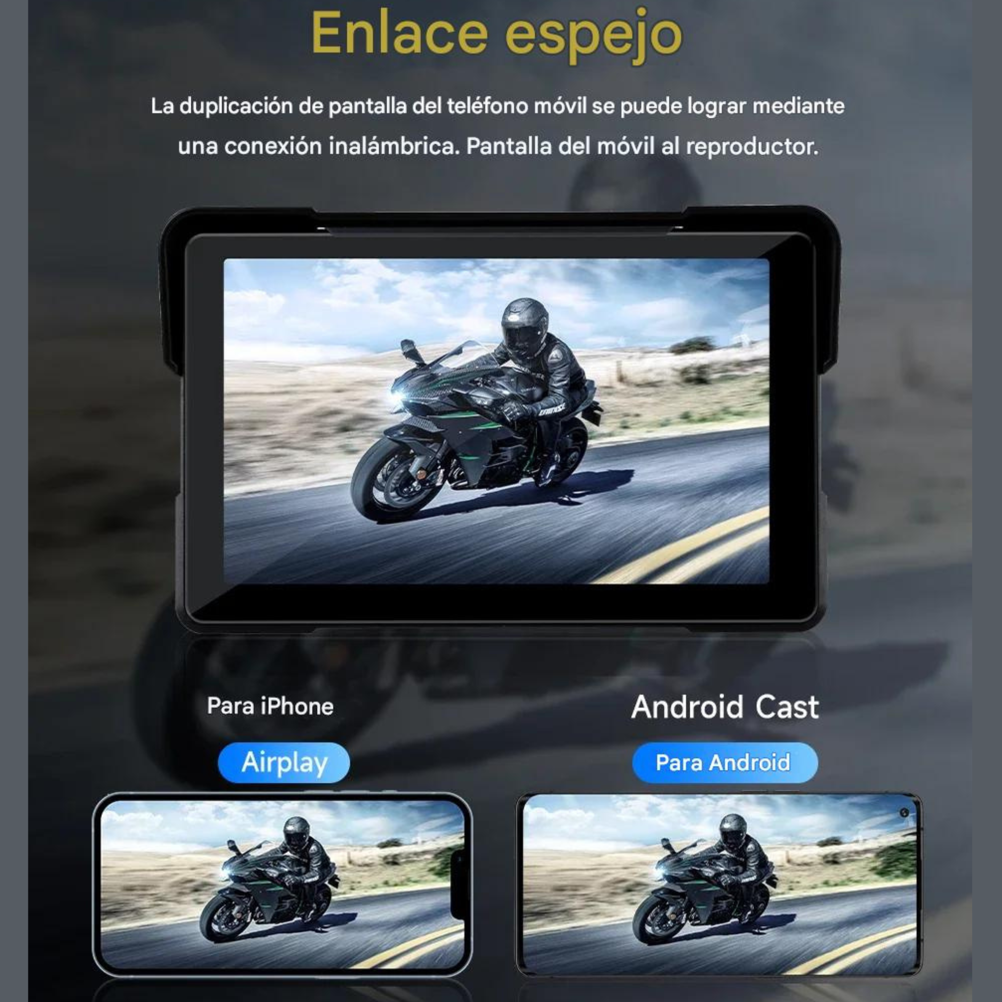 Pantalla CarPlay y Android Auto para Moto — Táctil IP67 Wireless Universal-ConnectDrive