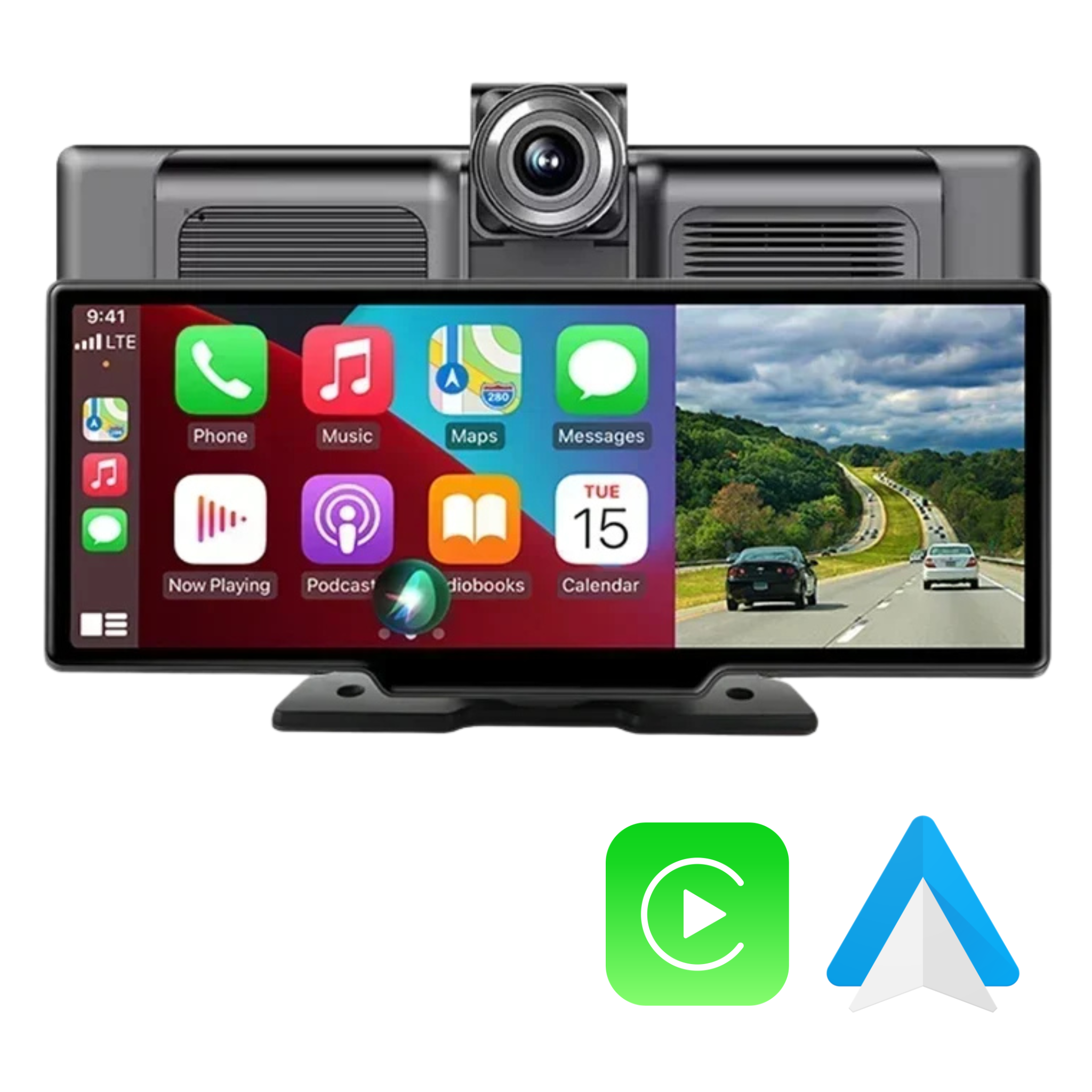 Pantalla CarPlay Android Auto 10,26" Coche con Dashcam 4K Wireless Bluetooth 5.0