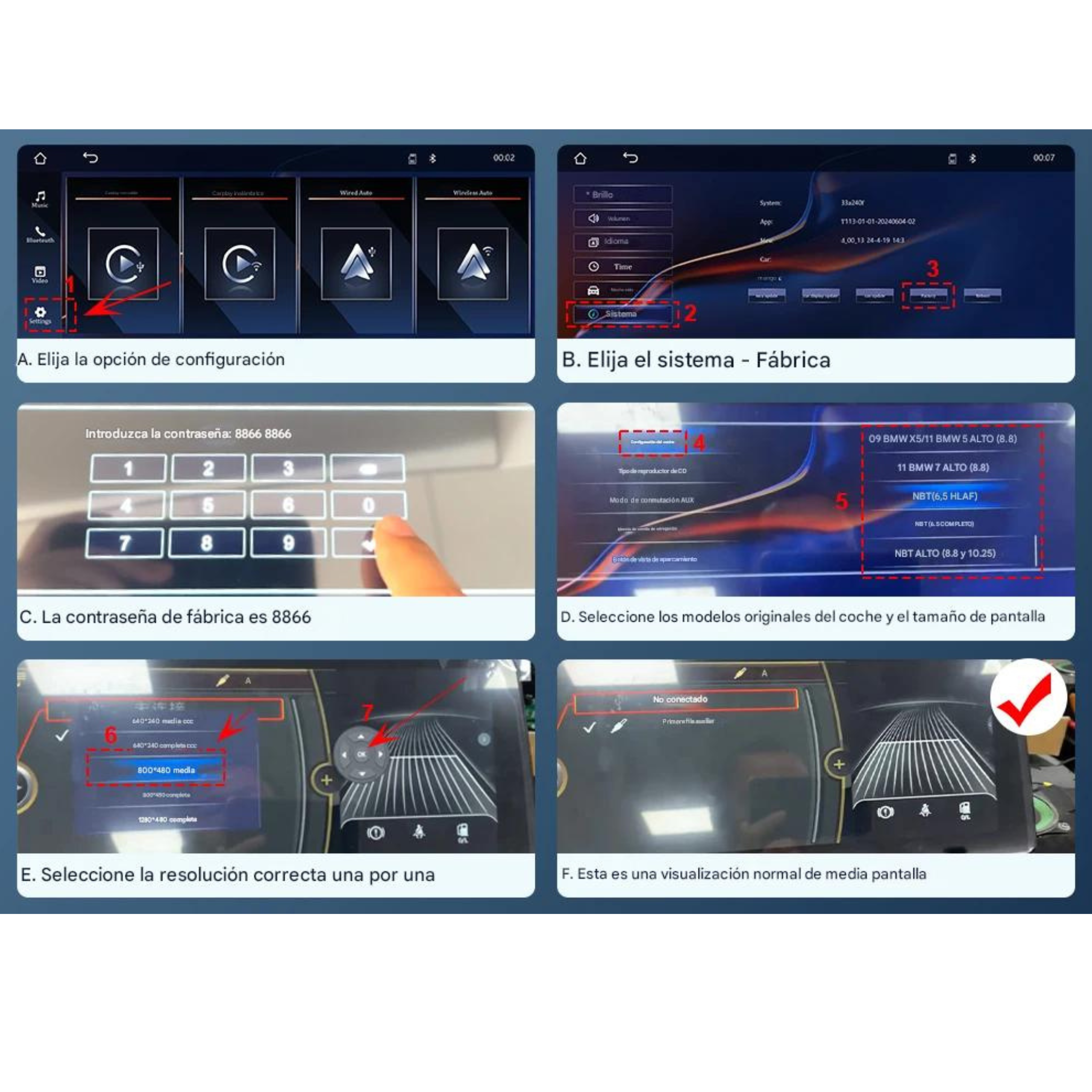 ConnectDrive Pantalla CarPlay y Android Auto BMW Serie 3 E90 — 8,8" HD Wireless CCC CIC