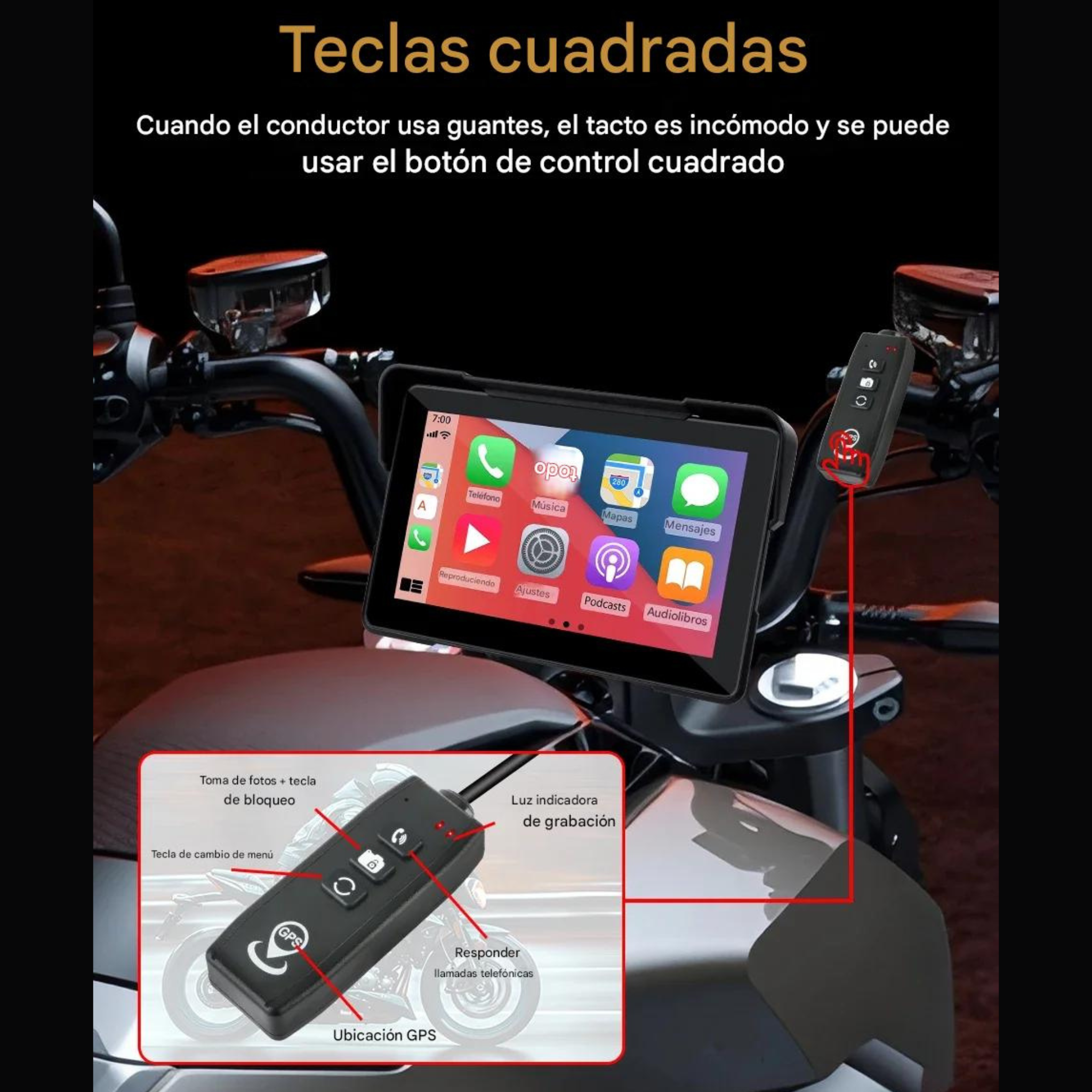 Pantalla CarPlay y Android Auto para Moto — Táctil IP67 Wireless Universal-ConnectDrive