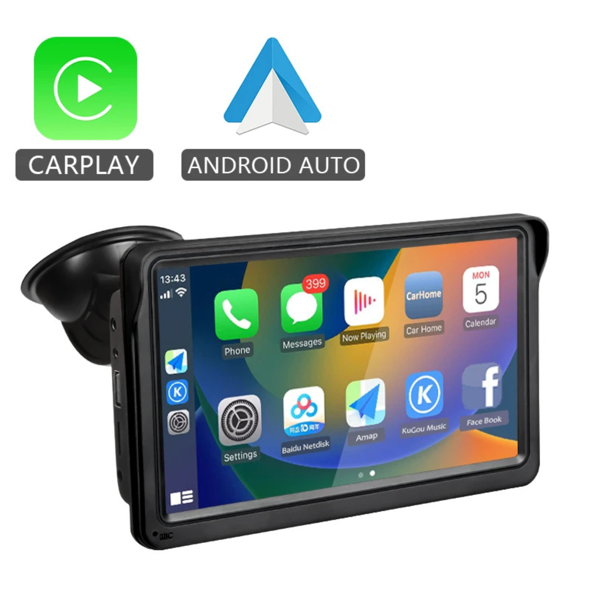 Pantalla CarPlay Android Auto para Coche Universal — Wireless, Wired, Bluetooth 5.0, 12V 24V