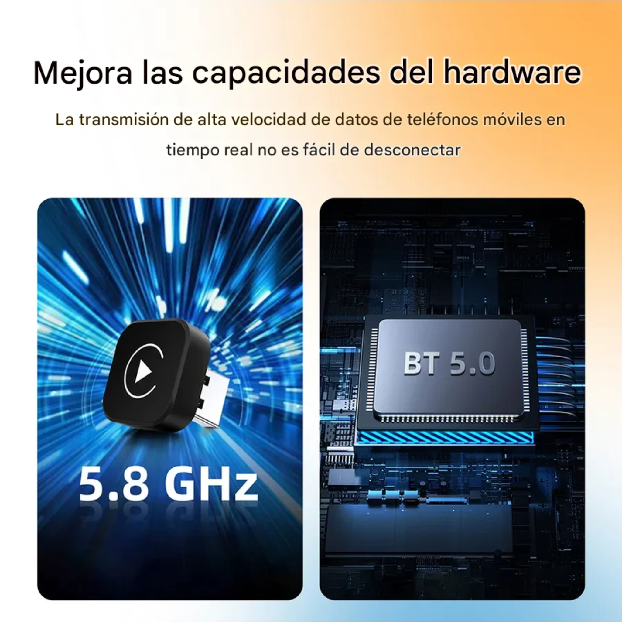 ConnectDrive Adaptador Inalámbrico 2en1 CarPlay Android Auto Bluetooth 5.0 WiFi 5GHz USB