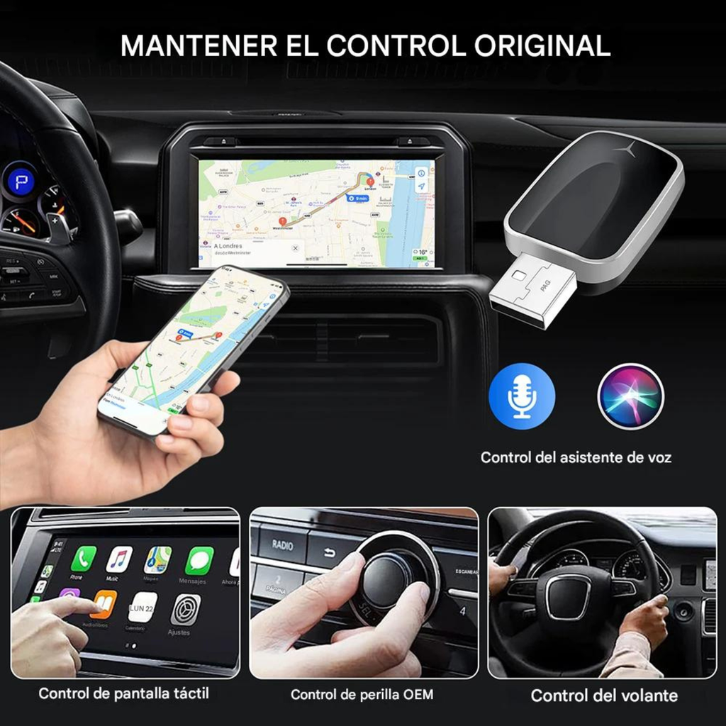 ConnectDrive Adaptador Inalámbrico 2 en 1 CarPlay y Android Auto Wireless Bluetooth 5.0 USB