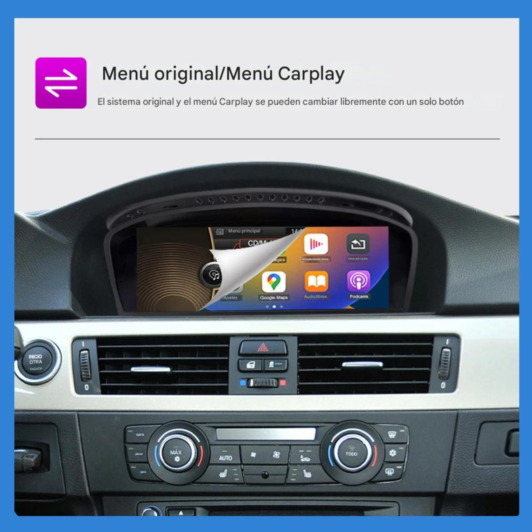 ConnectDrive Pantalla CarPlay y Android Auto BMW Serie 3 E90 — 8,8" HD Wireless CCC CIC Imagen secundaria del producto