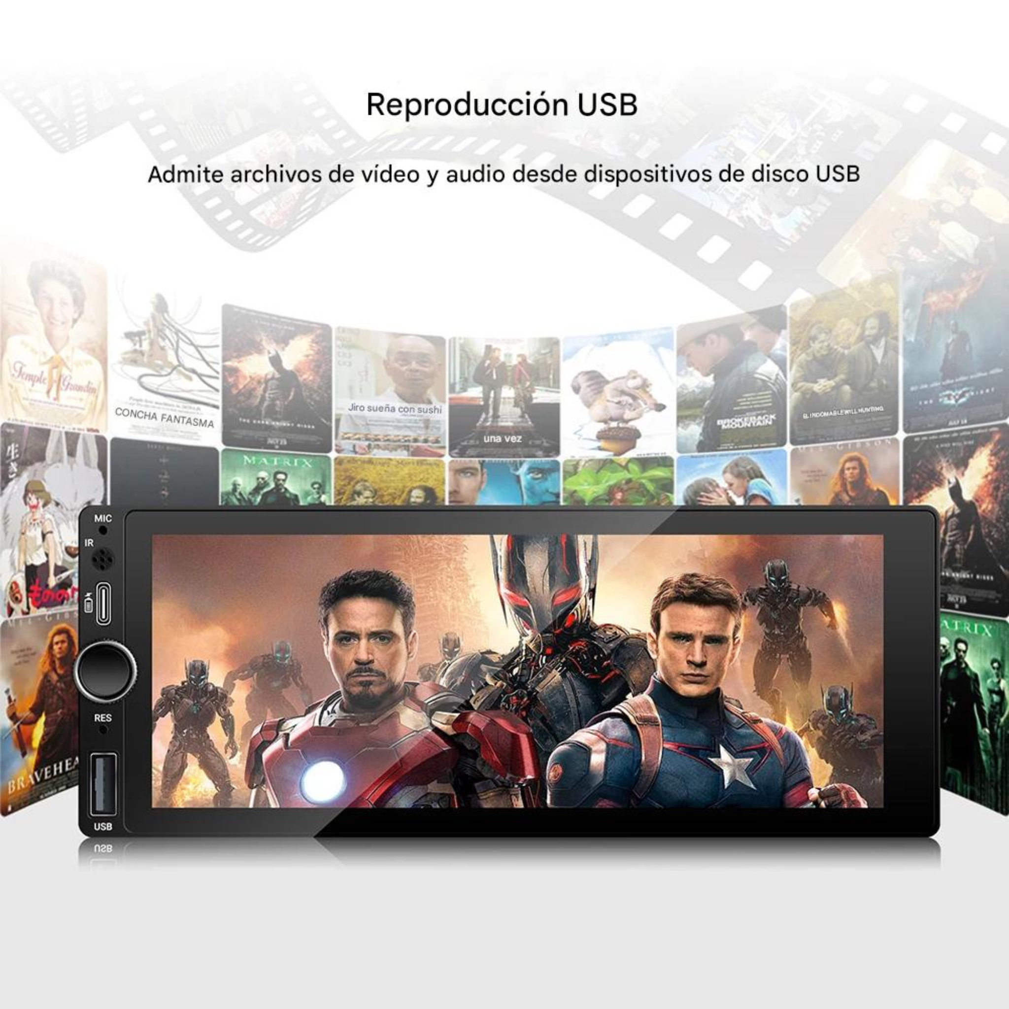 Autoradio 1 DIN CarPlay y Android Auto — Pantalla Táctil 6.86" Wireless y Cable Universal