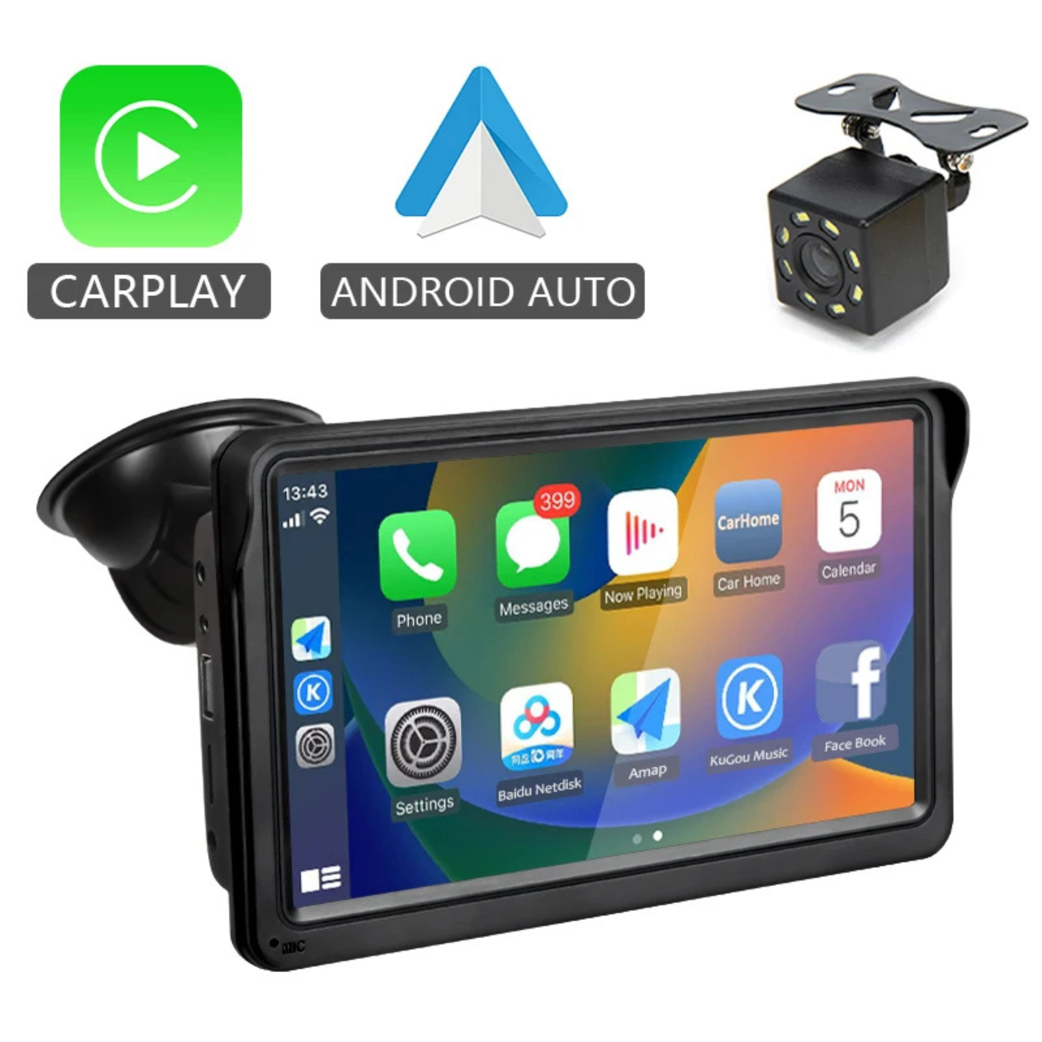 Pantalla CarPlay Android Auto para Coche Universal — Wireless, Wired, Bluetooth 5.0, 12V 24V