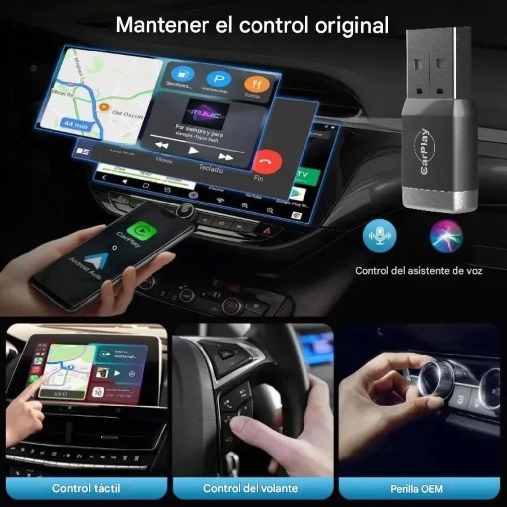ConnectDrive Adaptador CarPlay Inalámbrico Android Auto Bluetooth 5.3 Chip A7 WiFi 5.8GHz USB