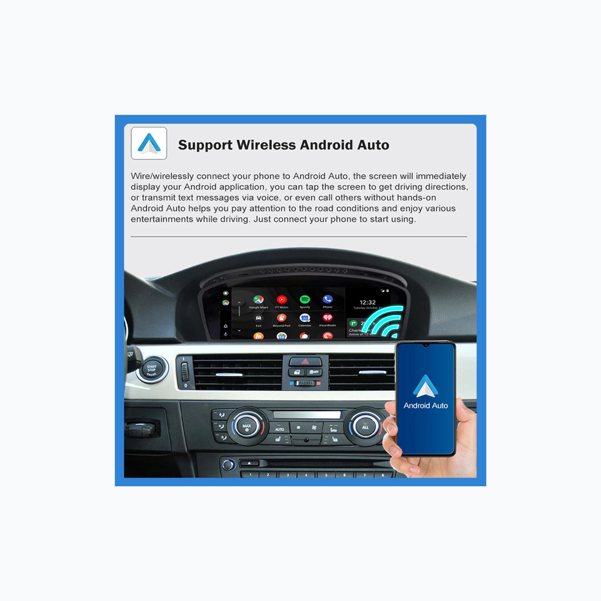 ConnectDrive Pantalla CarPlay y Android Auto BMW Serie 3 E90 — 8,8" HD Wireless CCC CIC