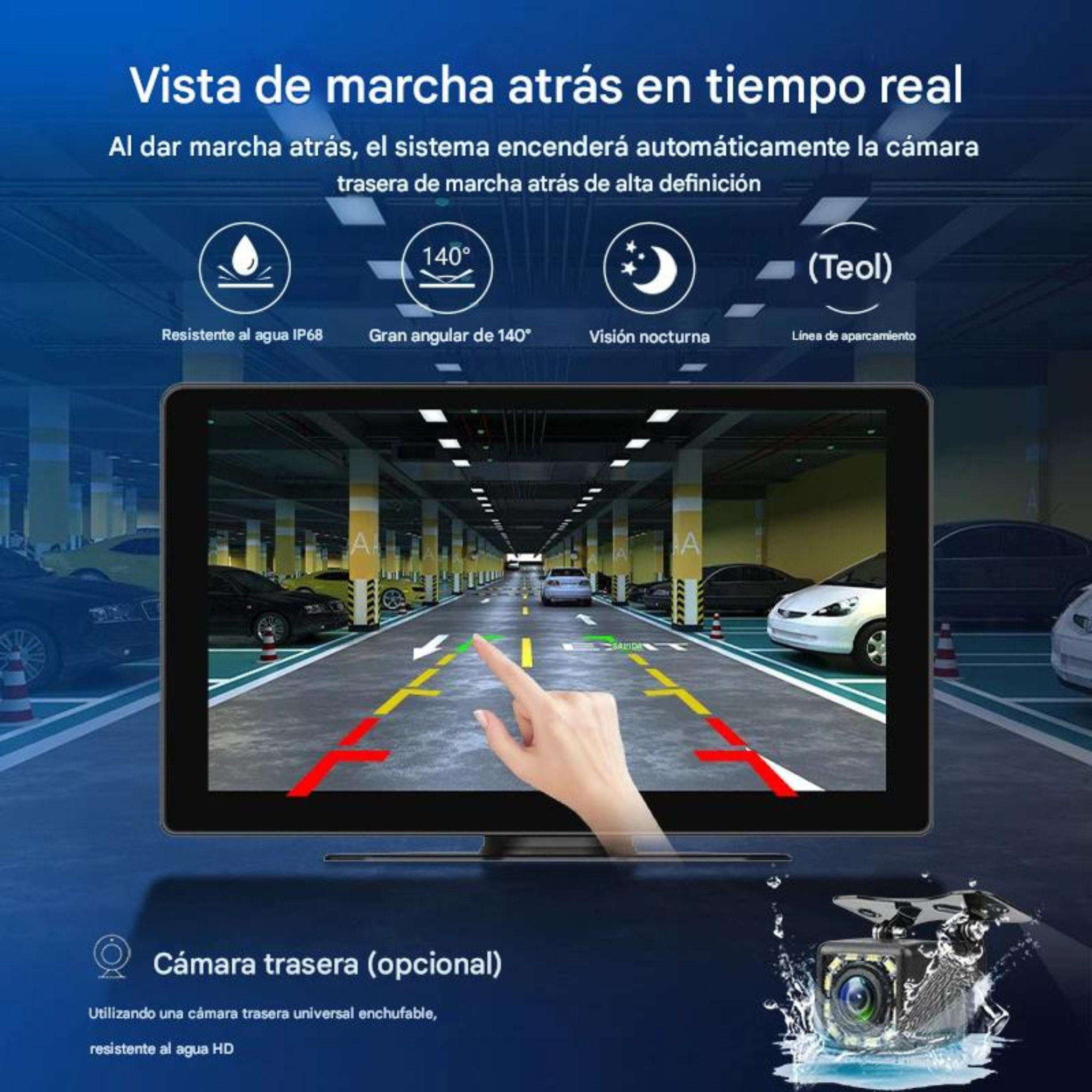 Pantalla CarPlay Android Auto 7 y 10 Pulgadas para Coche — Wireless, Doble Bluetooth, Ventosa 360°