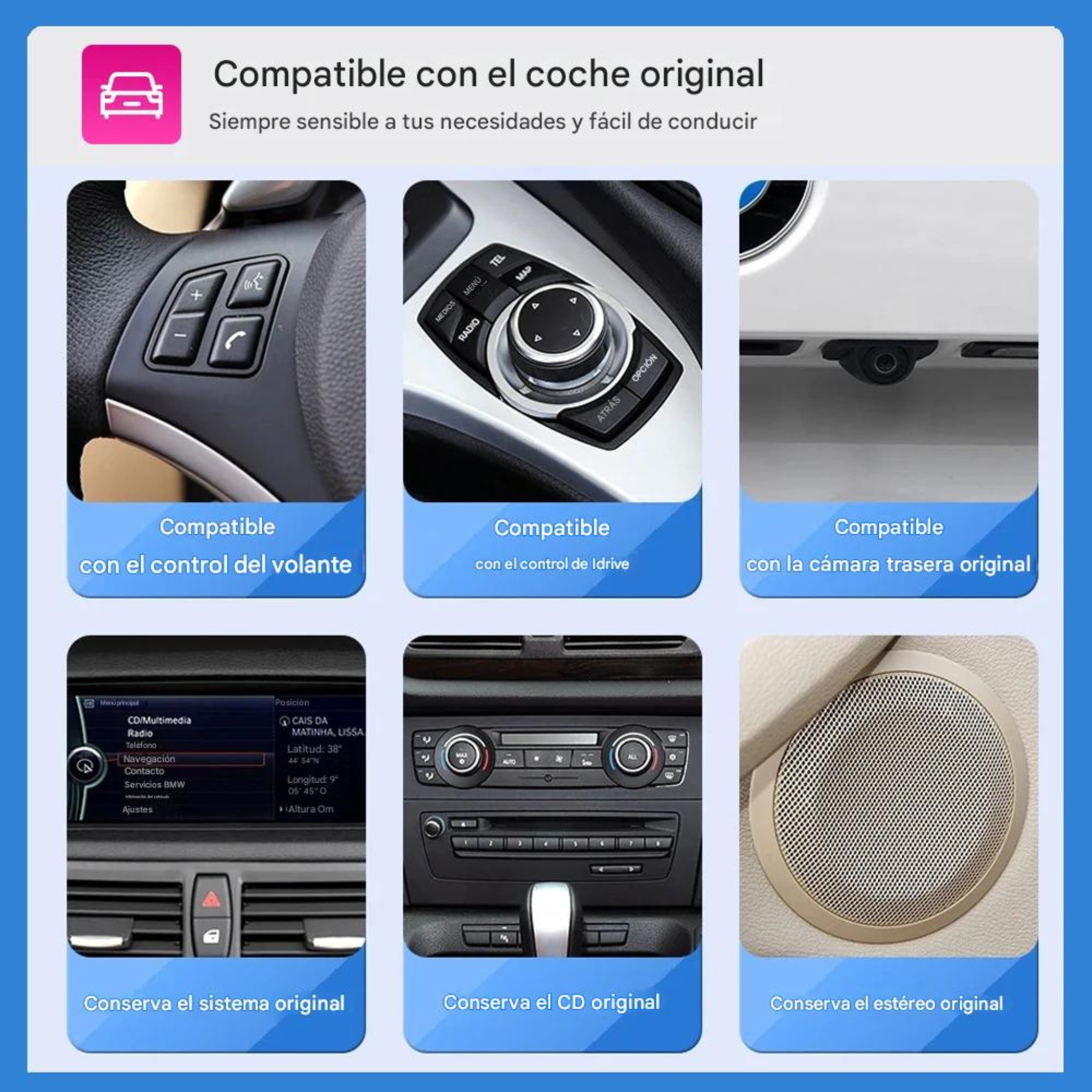 ConnectDrive Pantalla CarPlay y Android Auto BMW Serie 3 E90 — 8,8" HD Wireless CCC CIC