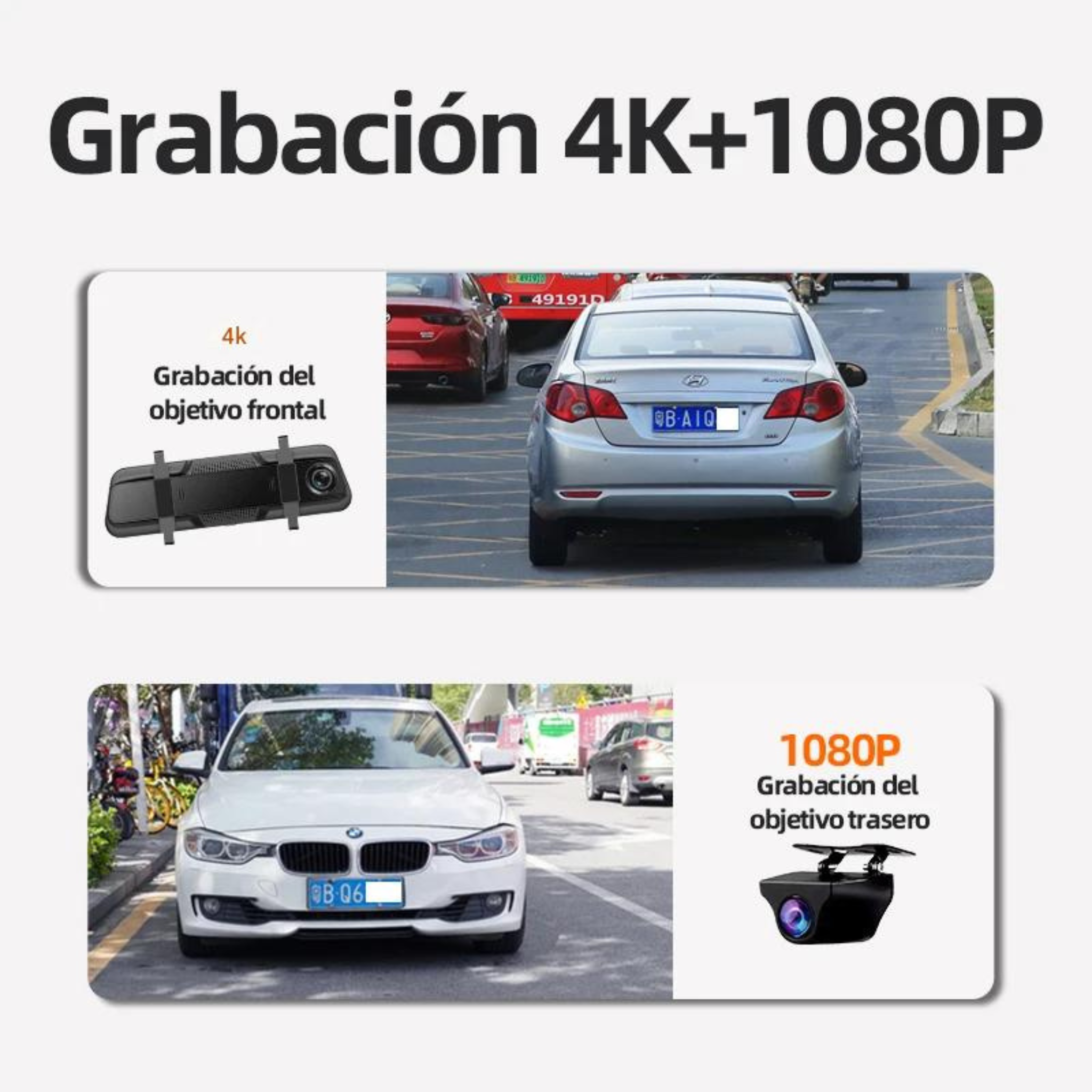 Espejo Retrovisor CarPlay y Android Auto Wireless — Pantalla Táctil 10" 4K con Dashcam ConnectDrive