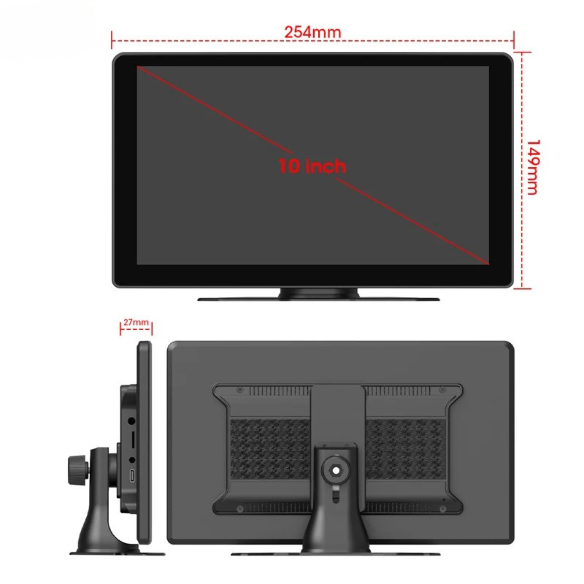 Pantalla CarPlay Android Auto 7 y 10 Pulgadas para Coche — Wireless, Doble Bluetooth, Ventosa 360°