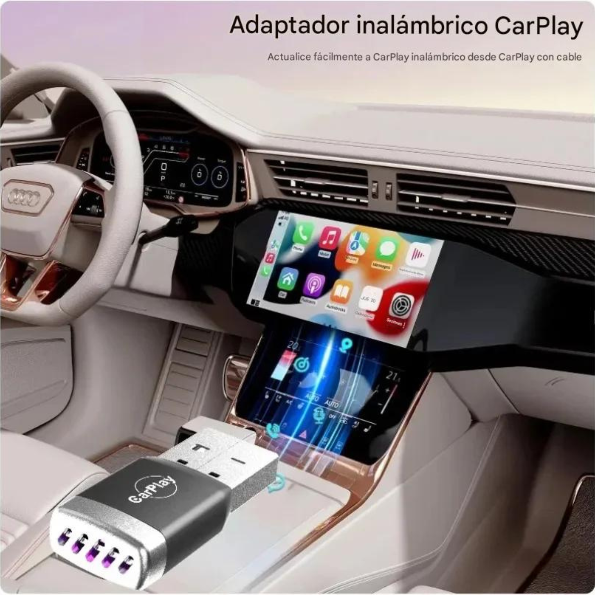 ConnectDrive Adaptador CarPlay Inalámbrico Android Auto Bluetooth 5.3 Chip A7 WiFi 5.8GHz USB Imagen secundaria del producto