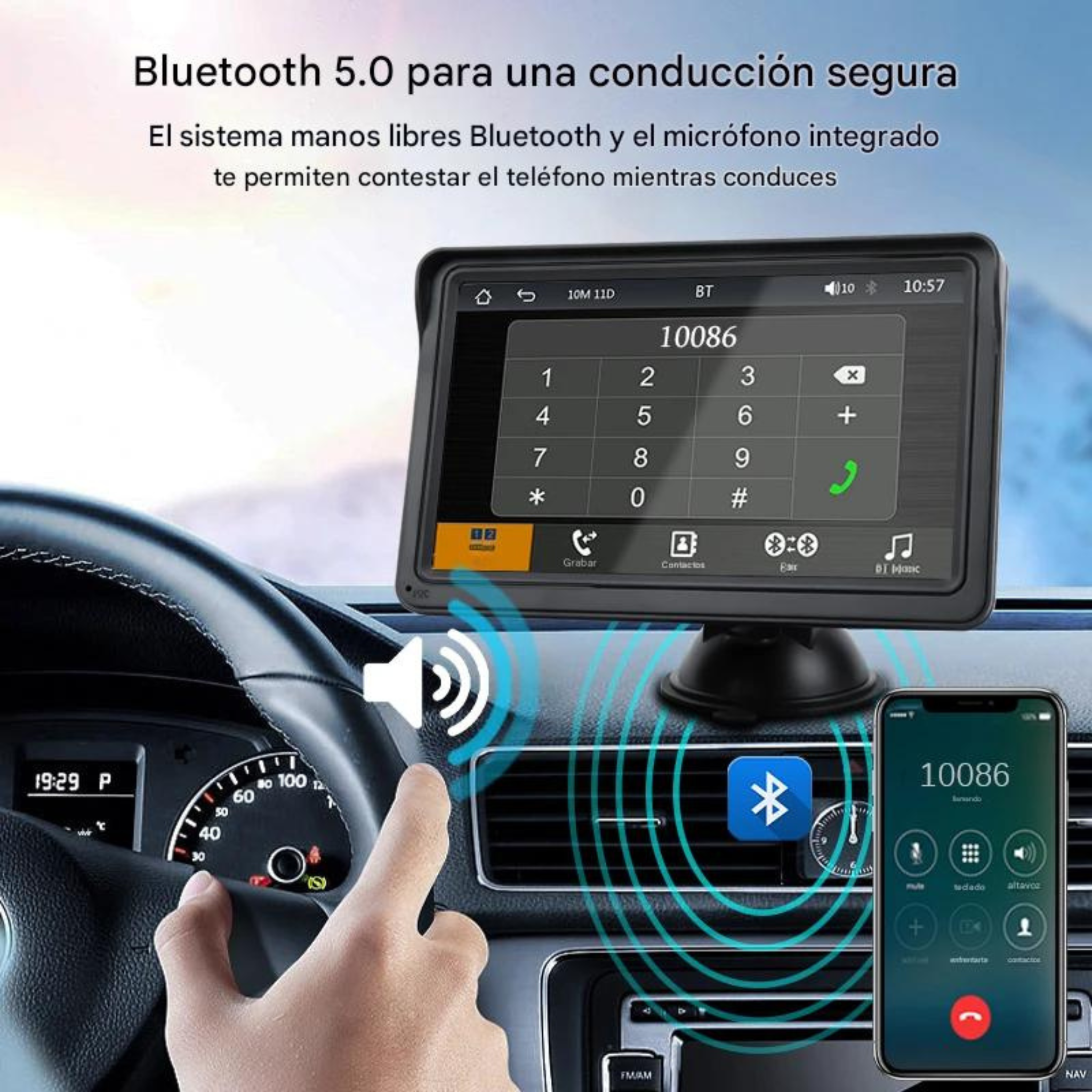 Conducción legislación Bluetooth 5.0 manos libres Siri Google Assistant navegación llamadas música smartphone normativa volante comandos voz