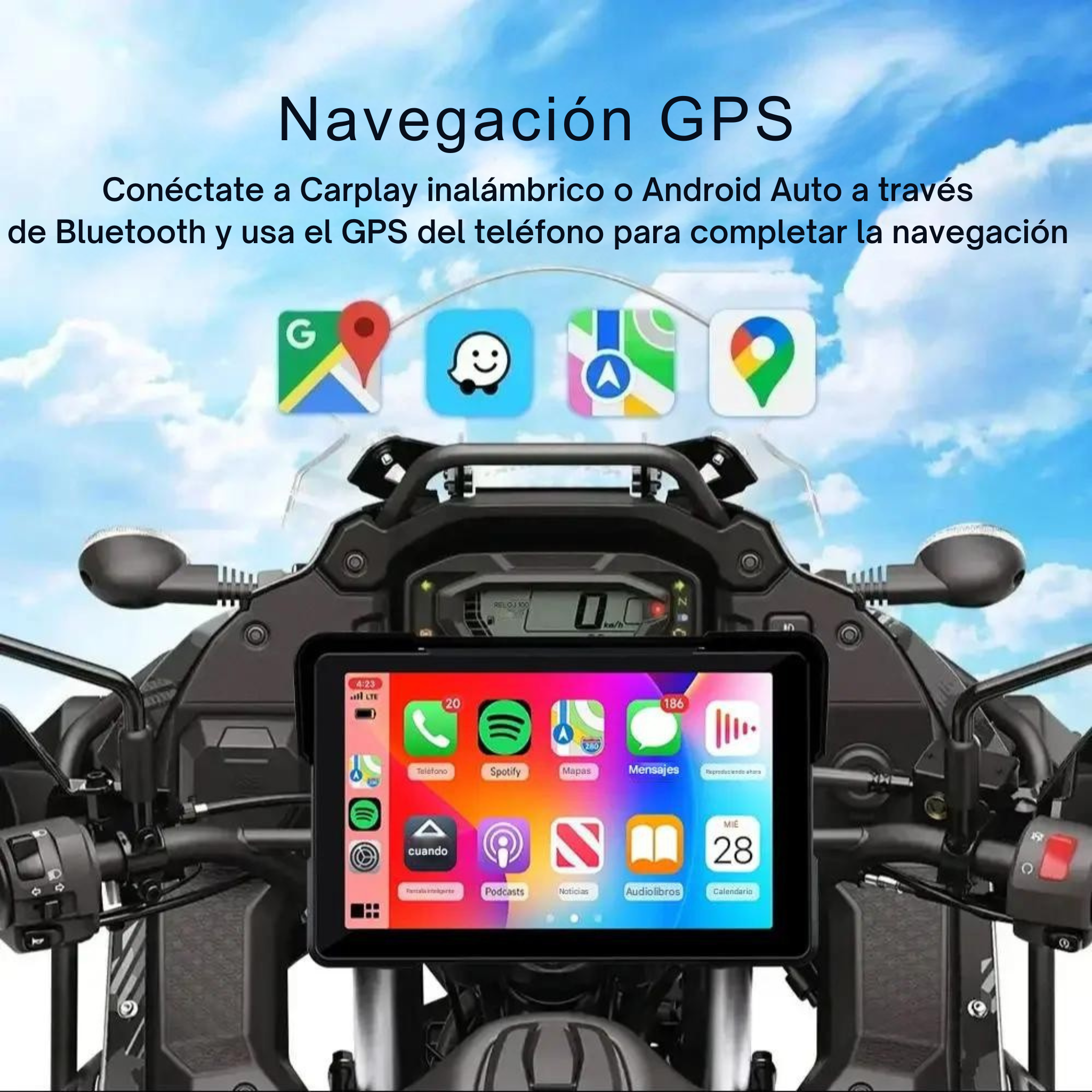 Pantalla CarPlay y Android Auto para Moto — Táctil IP67 Wireless Universal-ConnectDrive Imagen secundaria del producto