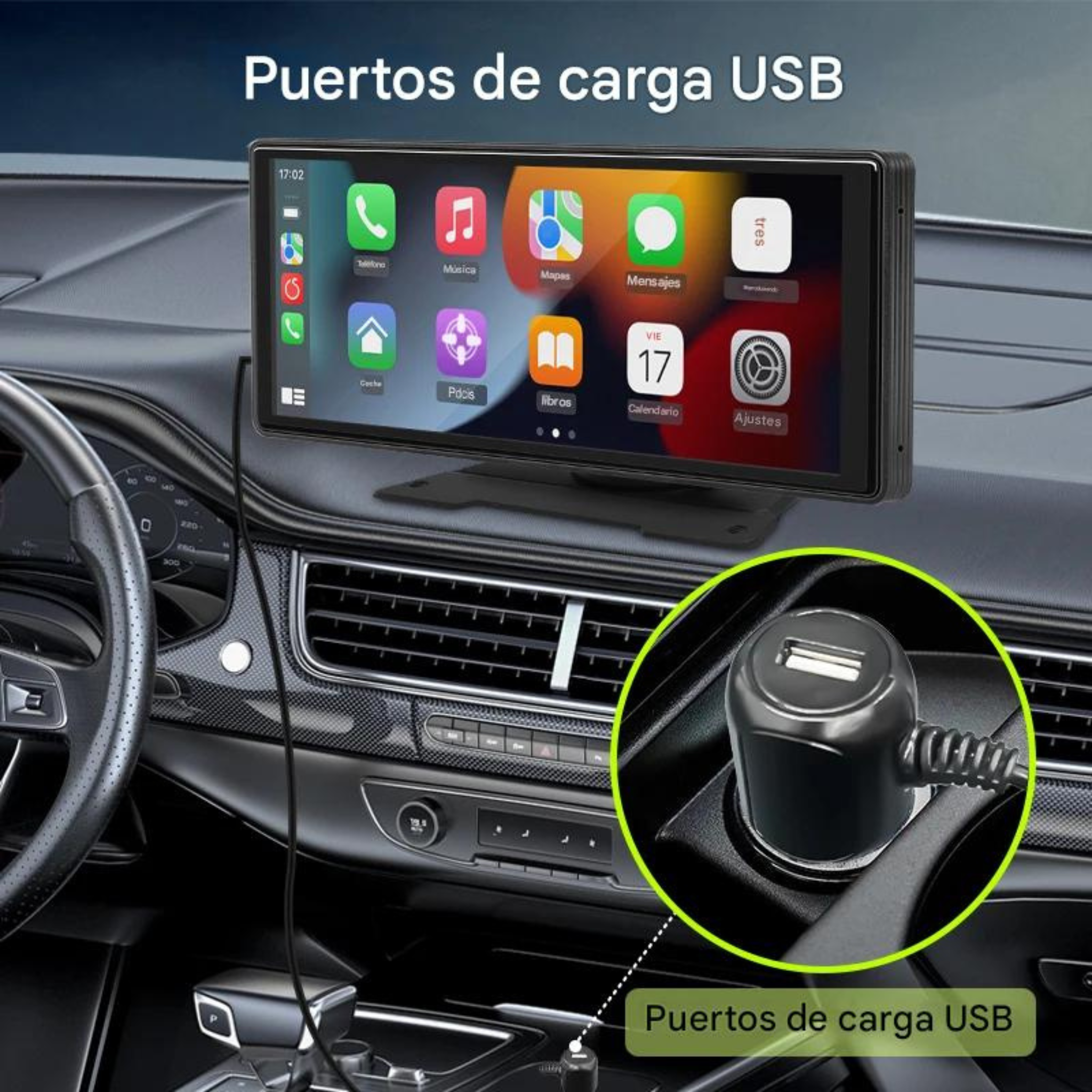 Instalación soporte adhesivo salpicadero mechero 12V plug and play