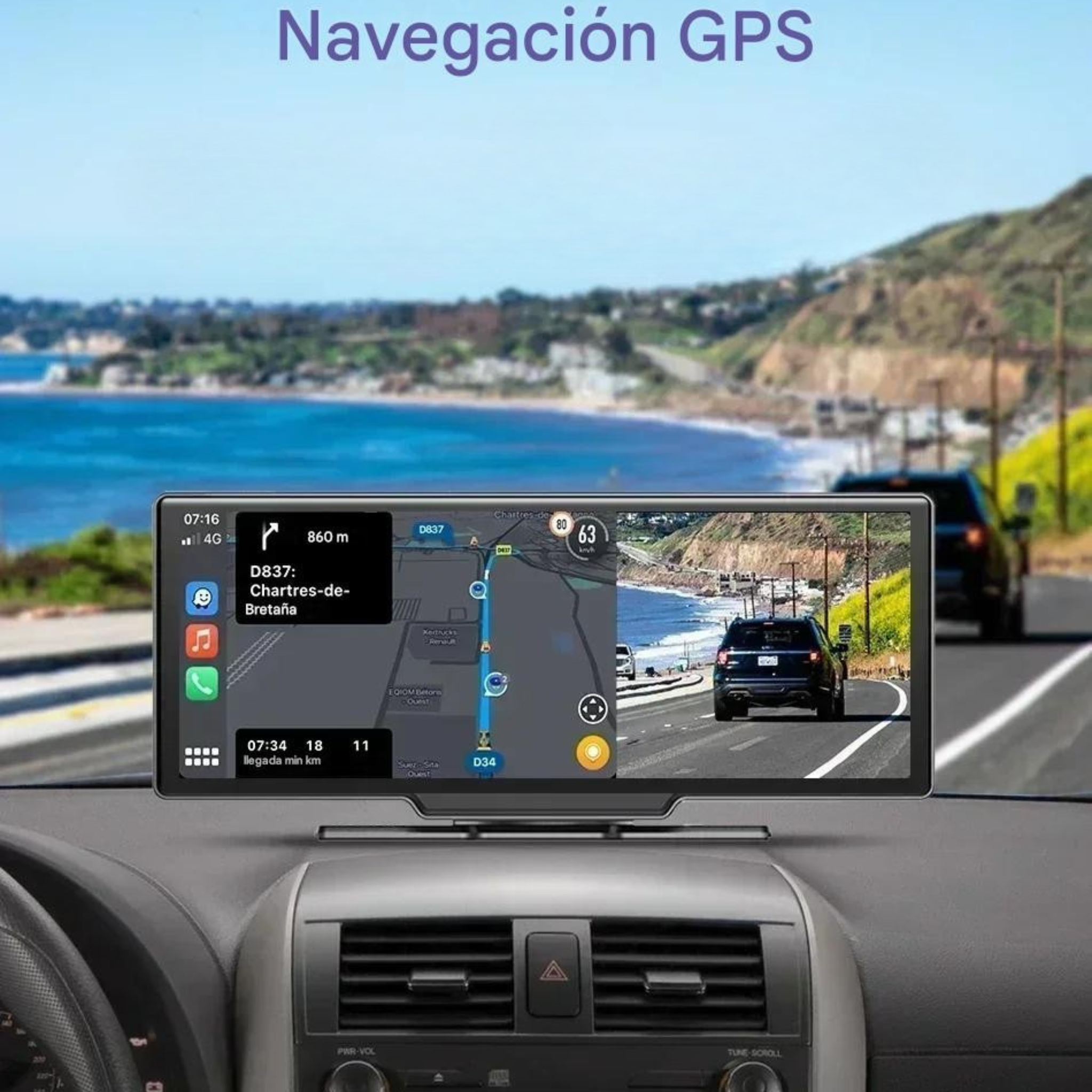 Pantalla CarPlay Android Auto 10,26" Coche con Dashcam 4K Wireless Bluetooth 5.0 Imagen secundaria del producto