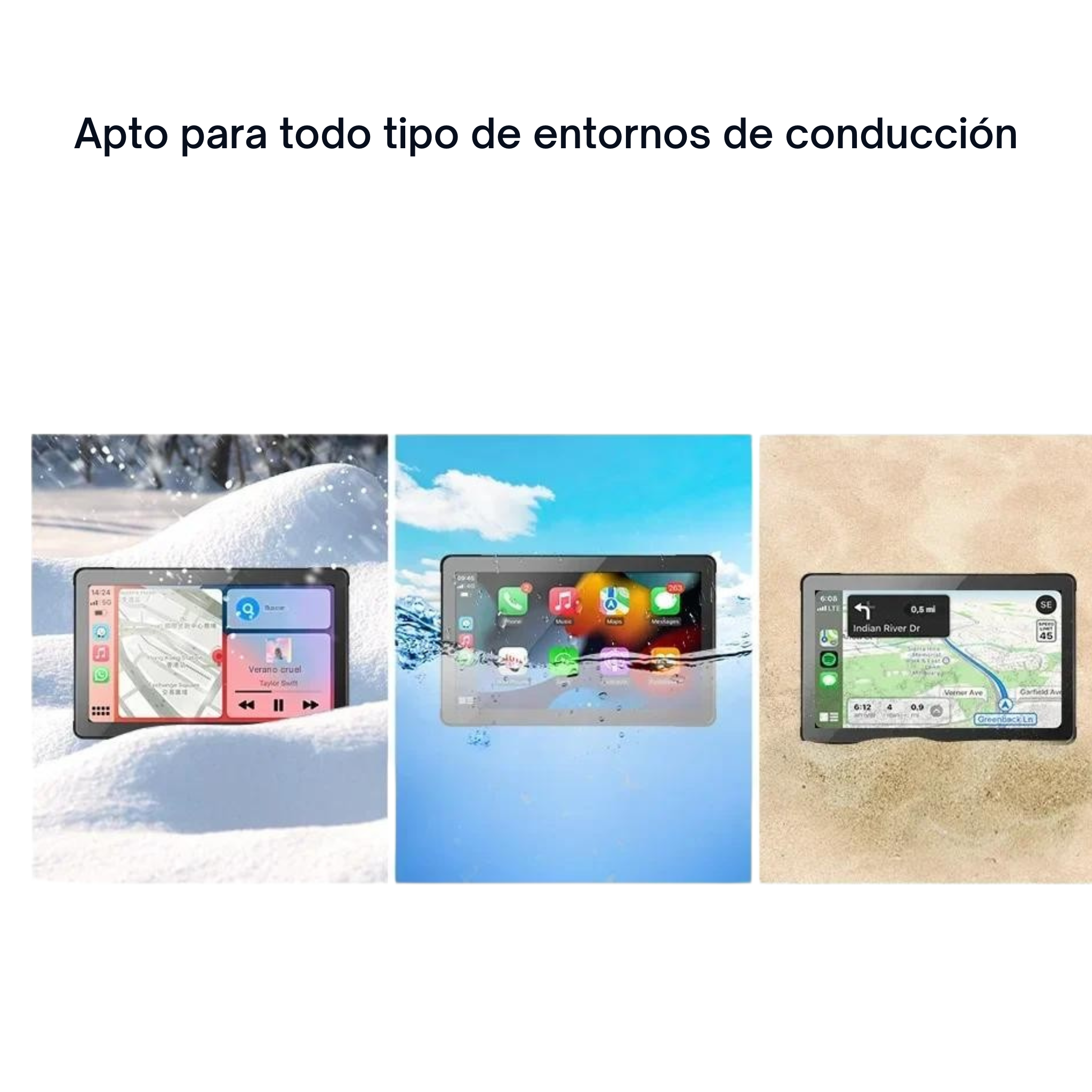 Pantalla CarPlay moto IP67 resistente agua lluvia certificación estanqueidad manillar