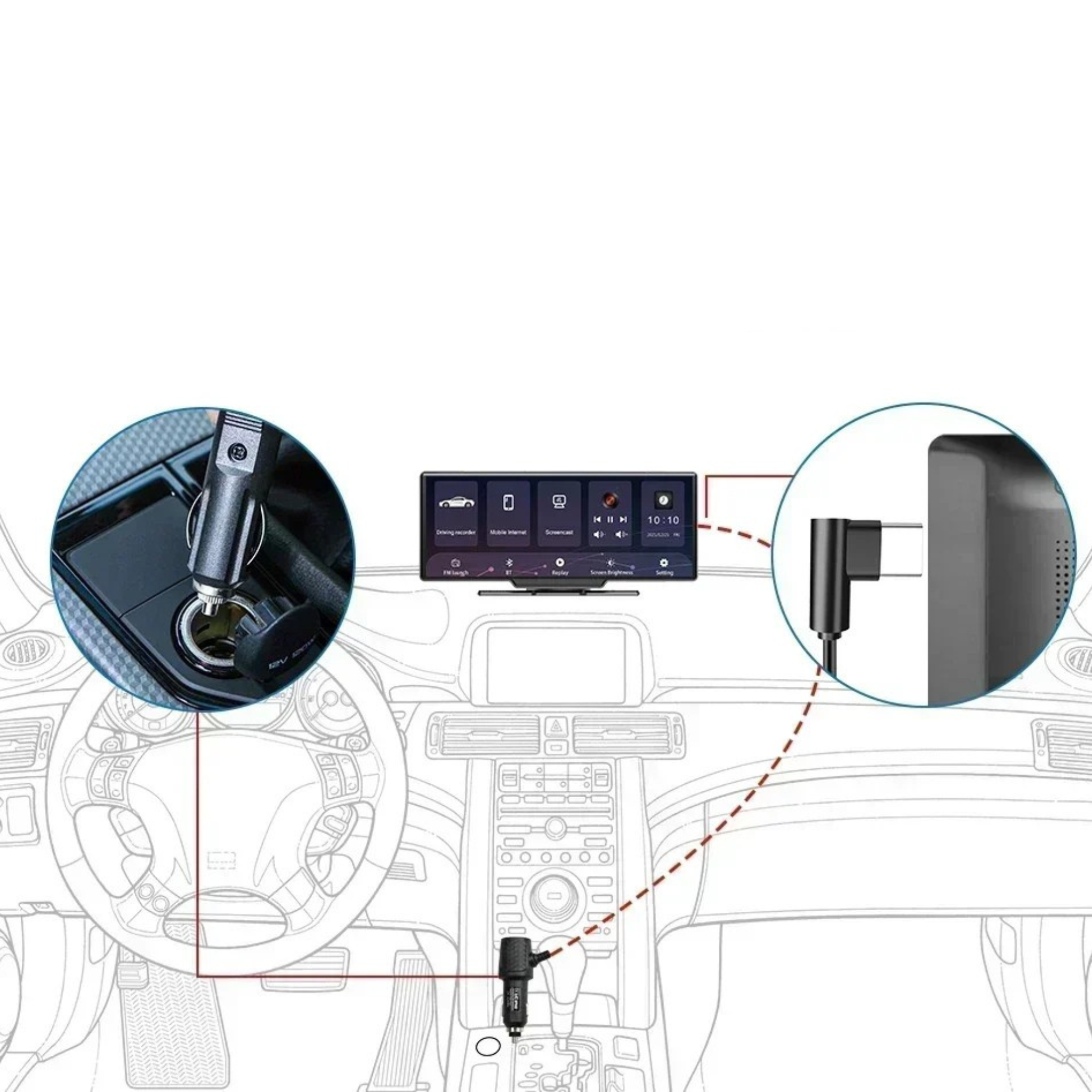 Pantalla coche CarPlay compatible 12V 24V camión autocaravana AirPlay Miracast