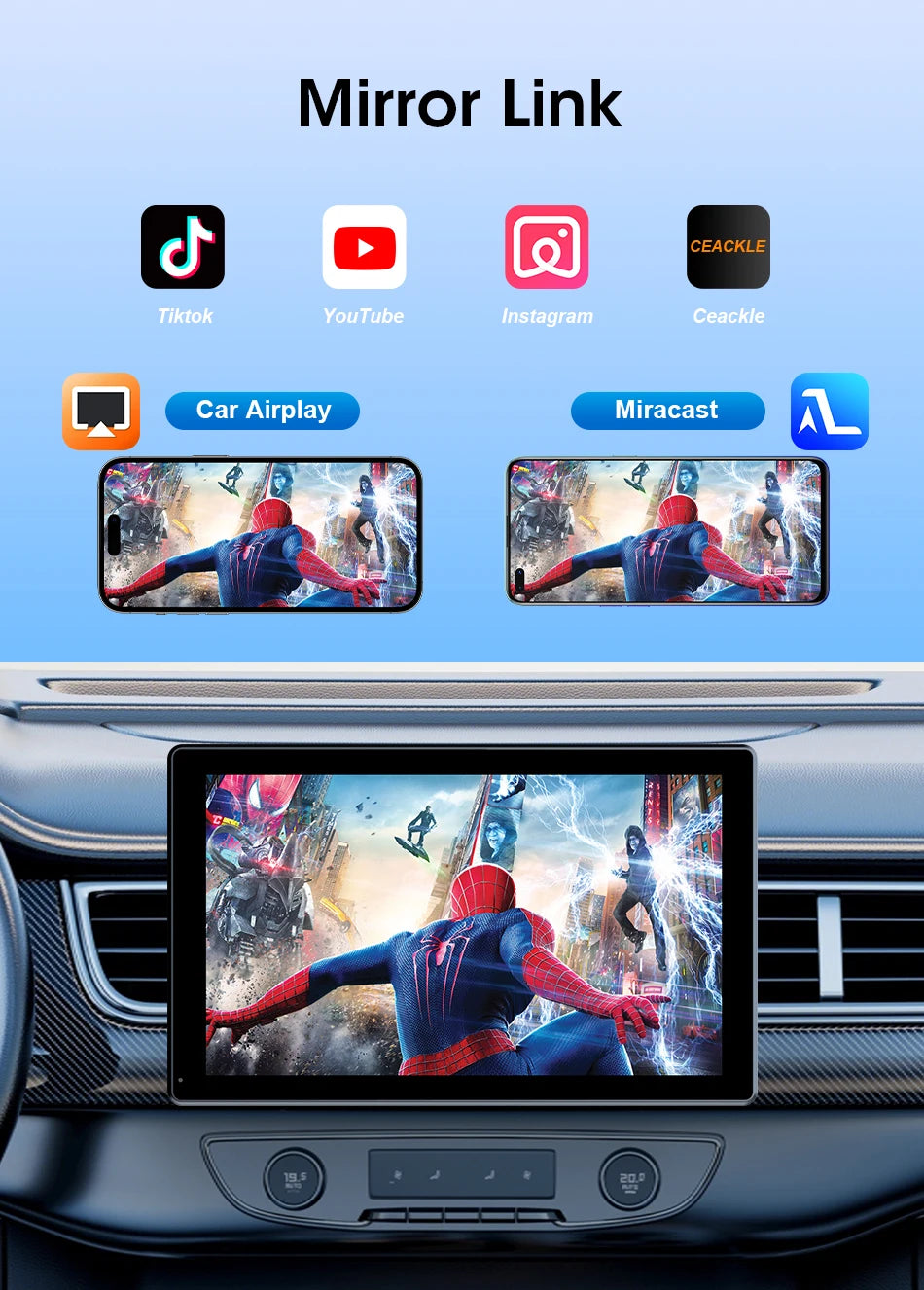 ConnectDrive Pantalla Táctil Coche 7 8 9 Pulgadas CarPlay Android Auto Inalámbrico Bluetooth 5.0 Montaje Magnético 360°