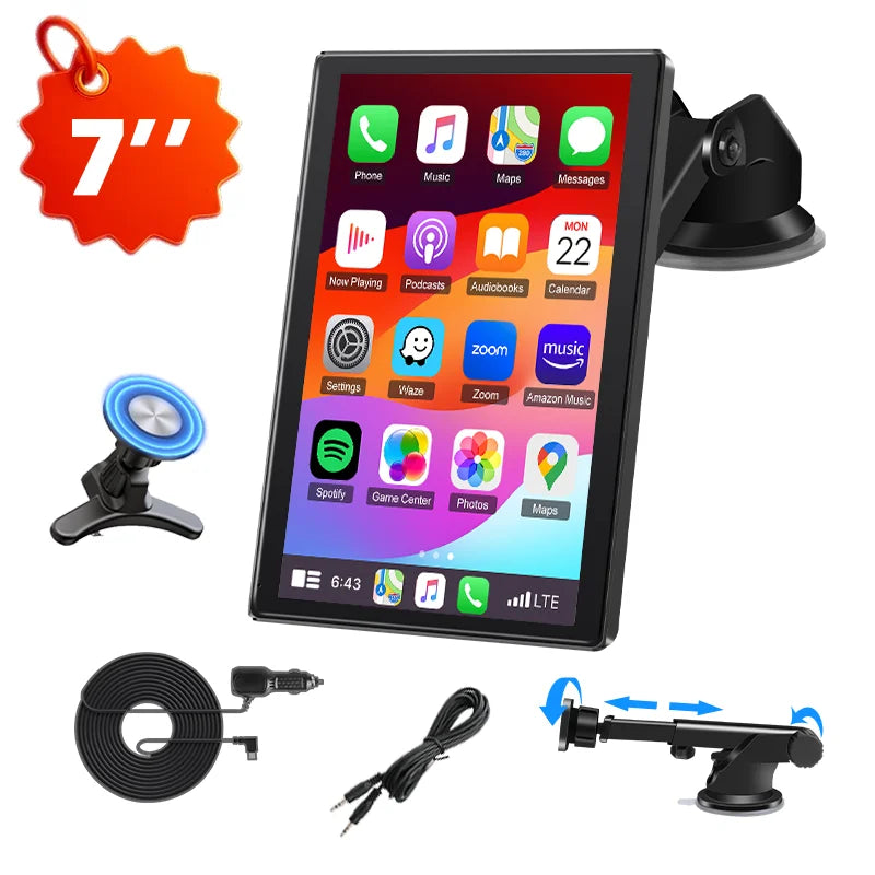ConnectDrive Pantalla Táctil Coche 7 8 9 Pulgadas CarPlay Android Auto Inalámbrico Bluetooth 5.0 Montaje Magnético 360°