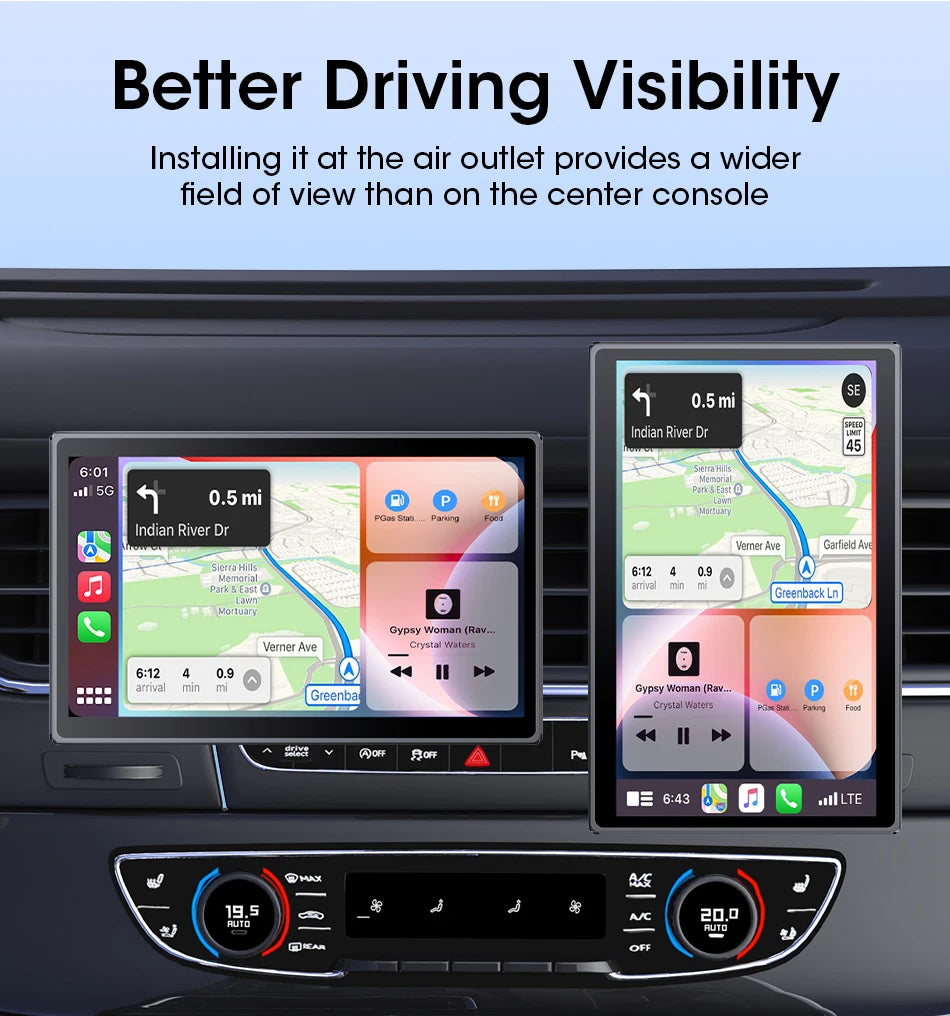 ConnectDrive Pantalla Táctil Coche 7 8 9 Pulgadas CarPlay Android Auto Inalámbrico Bluetooth 5.0 Montaje Magnético 360°