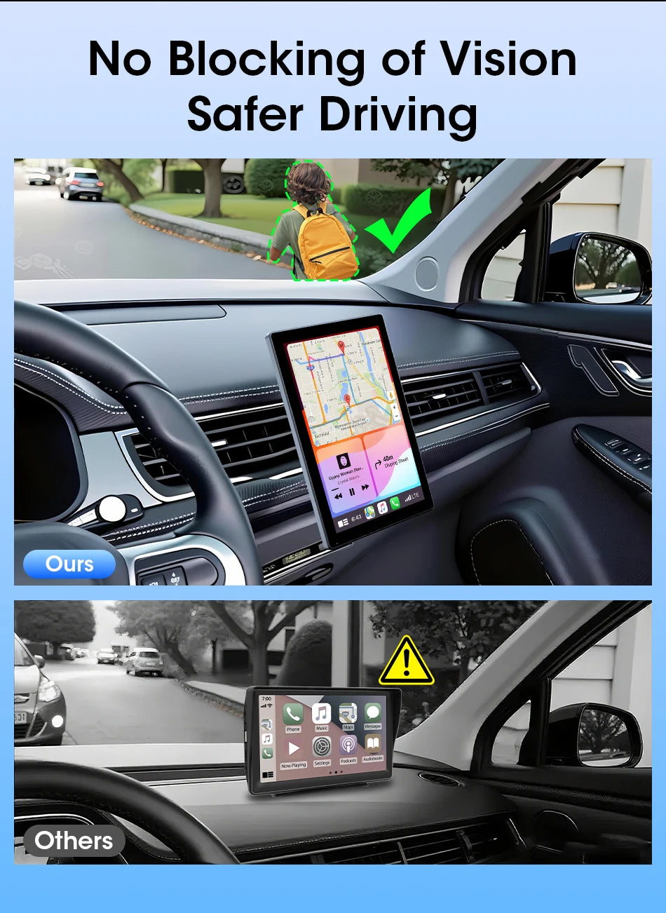 ConnectDrive Pantalla Táctil Coche 7 8 9 Pulgadas CarPlay Android Auto Inalámbrico Bluetooth 5.0 Montaje Magnético 360°