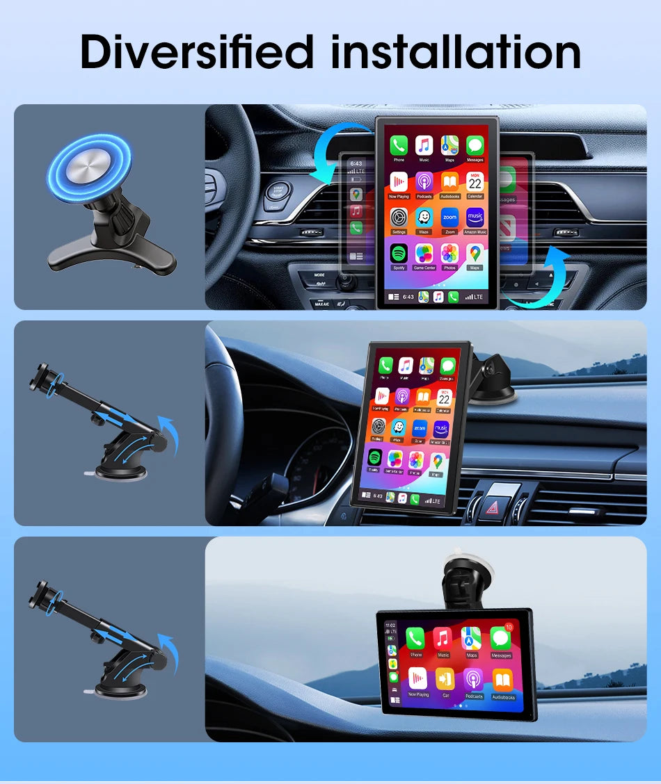 ConnectDrive Pantalla Táctil Coche 7 8 9 Pulgadas CarPlay Android Auto Inalámbrico Bluetooth 5.0 Montaje Magnético 360°