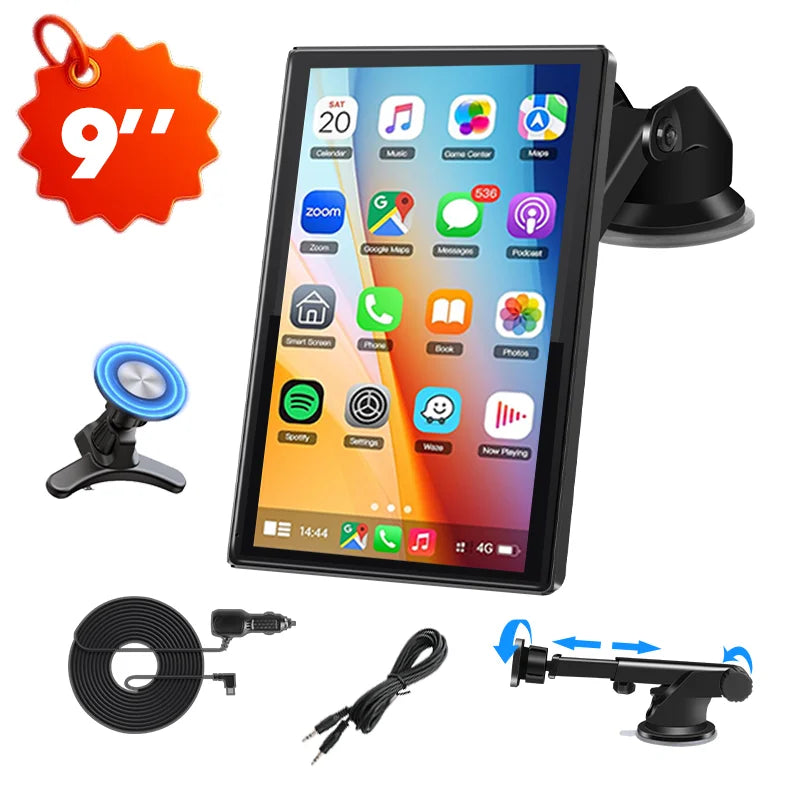 ConnectDrive Pantalla Táctil Coche 7 8 9 Pulgadas CarPlay Android Auto Inalámbrico Bluetooth 5.0 Montaje Magnético 360°