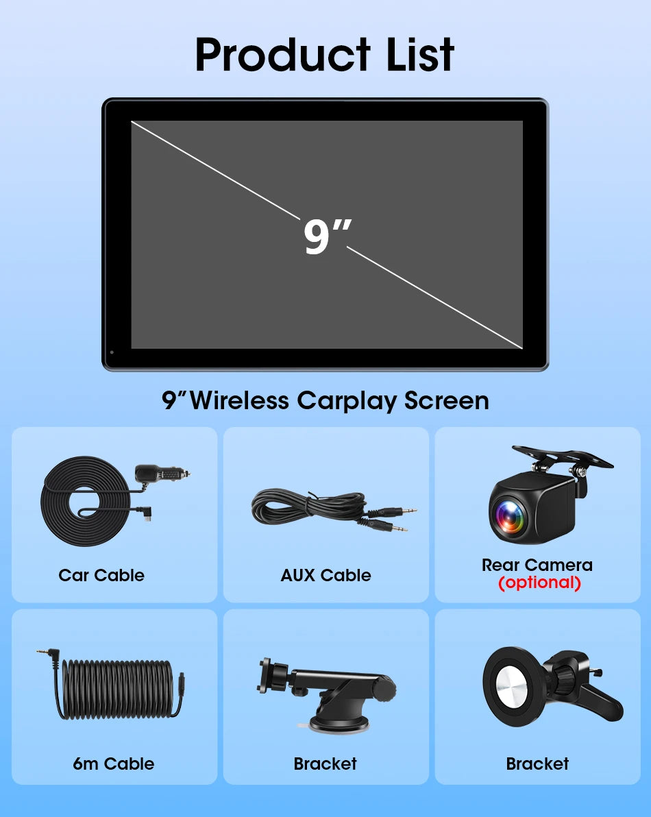 ConnectDrive Pantalla Táctil Coche 7 8 9 Pulgadas CarPlay Android Auto Inalámbrico Bluetooth 5.0 Montaje Magnético 360°