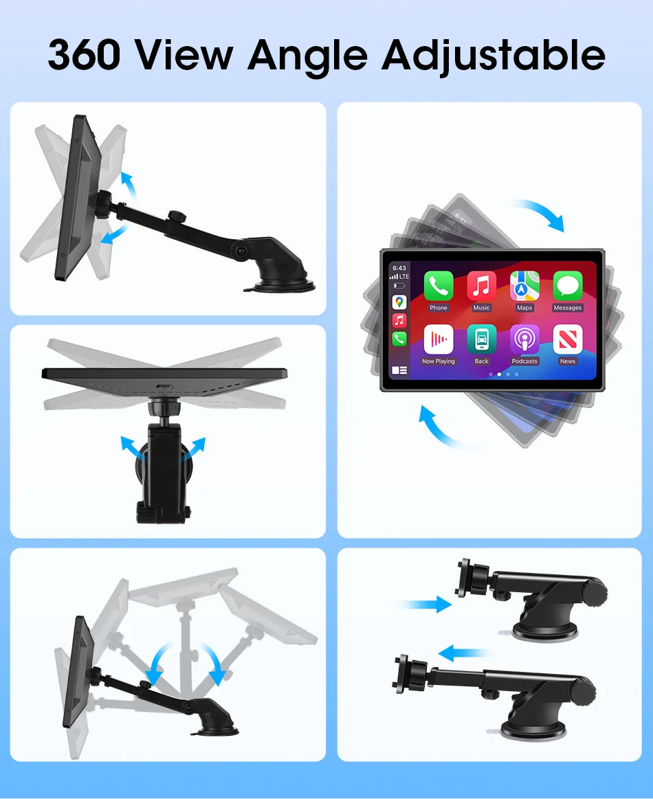 ConnectDrive Pantalla Táctil Coche 7 8 9 Pulgadas CarPlay Android Auto Inalámbrico Bluetooth 5.0 Montaje Magnético 360°