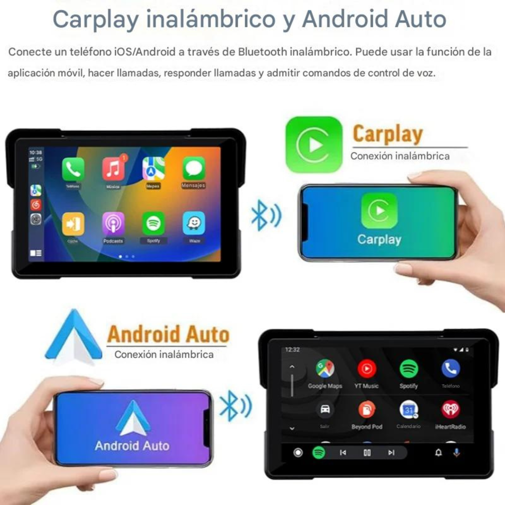 Smartphone seguro bolsillo chaqueta moto pantalla CarPlay wireless manillar sin cables 1